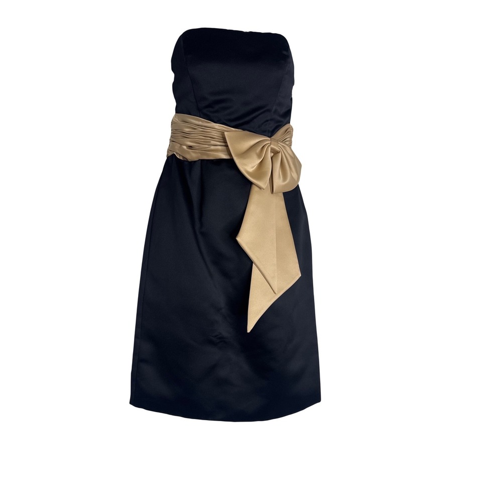 Kirstie Kelly Disney Fairy Tale Weddings Straples Bow Cocktail Dress Blk & Gold